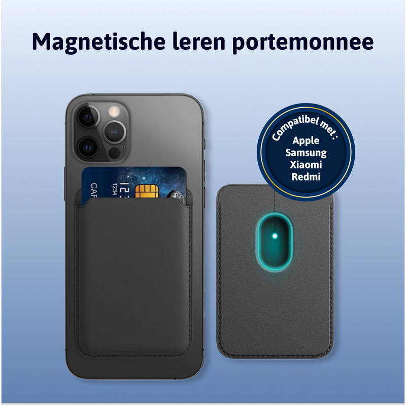 Magnetische leren portemonnee